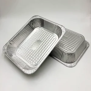 3500ml Deep Disposable Aluminum Foil Container with Lid Food Grade Silver Rectangle Tray for Takeaway Cooking