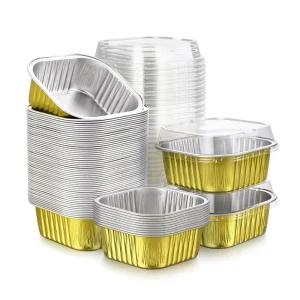 350ml 12oz Square Disposable Aluminum Foil Container Thickened Heat Resistant Baking Cup for Pudding and Cake