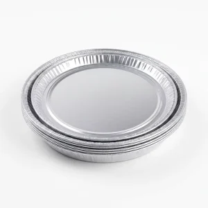 360ml 203mm Round Aluminum Foil Container Disposable Heavy Duty Baking Tray with Lid for Takeout Dessert Bakery Snack