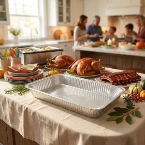 3900ml Heavy Duty Disposable Aluminum Foil Lasagna Pan, Oven and Freezer Safe for Catering, BBQ, and Roast Meat