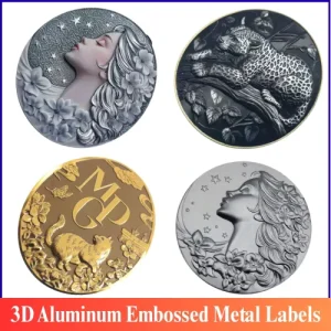 3D Aluminum Embossed Metal Labels Custom Logo for Luxury Packaging