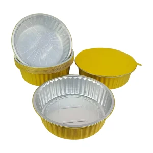 4000ml Round Gold Aluminum Foil Bowl Pan, Disposable Heavy-Duty BBQ Takeaway Food Container