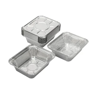 430ml Rectangular Disposable Aluminum Foil Food Tray with Plastic Lid