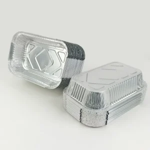 450ml Silver Disposable Aluminum Foil Box Rectangle BBQ Takeaway Food Packaging Container Reusable Tin Foil Tray for Baking