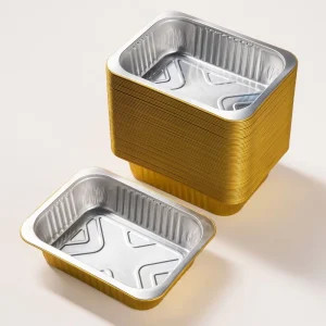 47oz 1400ml Gold Aluminum Foil Tray with PET Plastic Lid Heavy Duty Food Grade Disposable Square Pulp Moulded Container