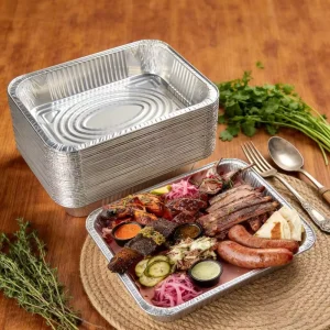 4900ml Heavy Duty Rectangular Food Grade Disposable Aluminum Foil Container with Lid for Catering and Takeout