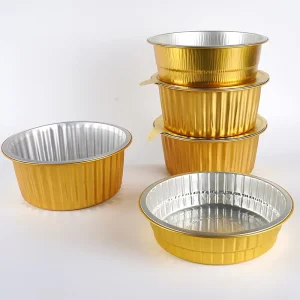 5.5 Inch 620ml Gold Aluminum Foil Food Grade PET Lid Takeout Container