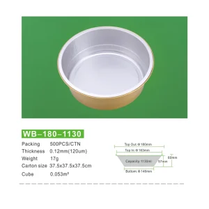 500PCS CTN 1130ml Sealed Lid Gold Tin Oven Proof Round Foil Box for Food Storage