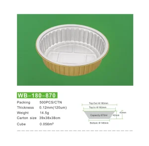 500PCS CTN 180 870 PP Aluminum Foil Container Disposable Thickened Golden Takeout Steamed Egg Food Grade 870ml Sealed