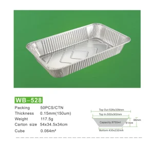 50PCS CTN 328oz Disposable Aluminum Foil Container 9700m Capacity Fast Food Box with Lid Rectangle Takeaway Barbecue Pan