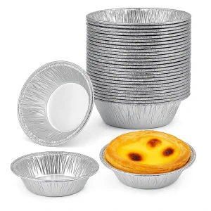 50ml Small Size Disposable Aluminum Foil PP Lid Baking Bowl Cookie Pudding Stuffed Bun Muffin Egg Tart Mold Cupcake Cake Tray