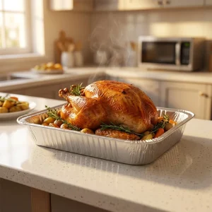 5400ml Heavy Gauge Aluminum Foil Roasting Pan, 370 Model, Extra Large Disposable Tray for Turkey, Oven Baking and BBQ