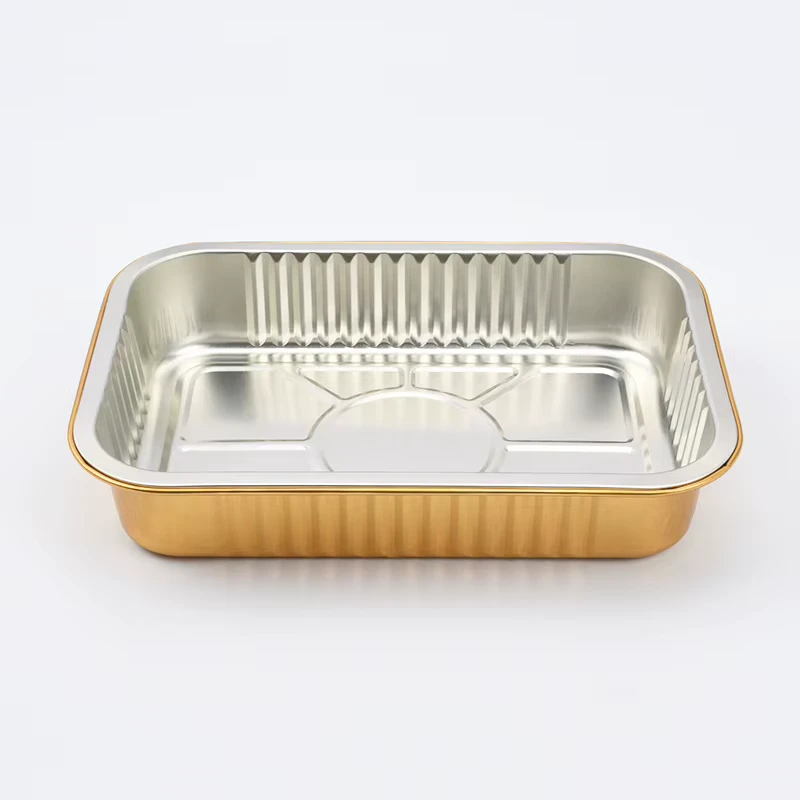 580ml 750ml 930ml Rectangular Disposable Smooth-Wall Gold Aluminum Foil Loaf Pans