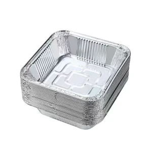 6 7 8 9 Inch Silver Custom Size Disposable Square Aluminum PP Food Containers for Takeaway and Catering