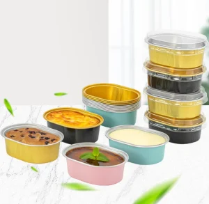 60ml Disposable Mini Aluminum Foil Tray with PET Plastic Lid, for Mini Loaves, Pies and Rice Bowls