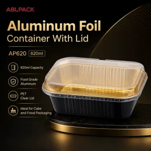 620ml Disposable Aluminum Foil Container Plate for Takeout Food Packaging with Lid