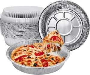 630ml Disposable Round Aluminum Foil Tray 177mm Heavy Duty Foil Pie Pan for Food Packaging Microwave and Oven Safe