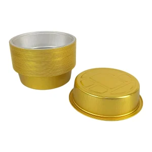 650ml Premium Gold Round Aluminum Foil Bowl Disposable Food Grade Heat Resistant Takeaway Food Container with Lids