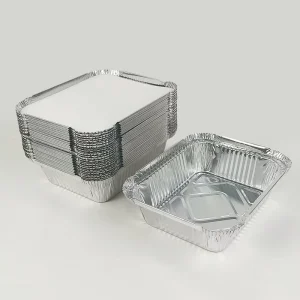 660ml Silver Rectangular Aluminum Foil Containers Disposable BBQ Baking Pans Greaseproof Food Storage Takeaway Boxes