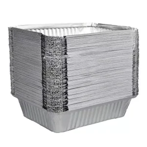 6inch Disposable Aluminum Foil Containers 300ml Square Rectangle Food Grade Baking Cups with Foil Lids for Cake & Pudding