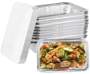 6×5 Inch Disposable Aluminum Foil BBQ Tray Food Grade Grill Drip Pan Oven-Safe Roasting Container for Outdoor Cooking
