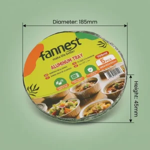 7-Inch Round 700ml Disposable Aluminum Foil Pan with Paper Lid, 5-Piece Set