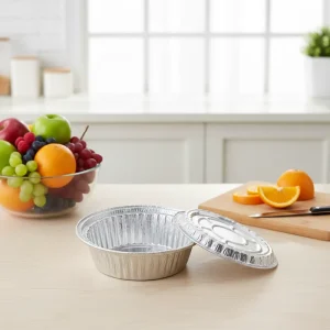 7 Inch Round Disposable Aluminum Foil Bowl with Lid for Takeaway, Baking, and Clay Pot Rice