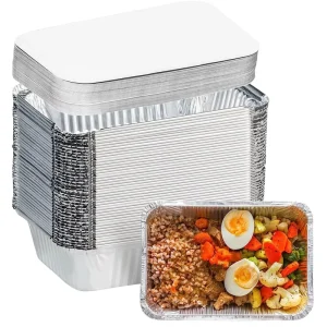 700ml 24oz Rectangle Disposable Eco-Friendly Food Grade PET Aluminum Foil Containers for Fast Food, Desserts & Baking