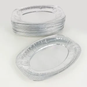 700ml Disposable Aluminum Foil Fish Tray Oval BBQ Baking Pan Heavy Duty Tin Foil Container for Oven Roasting Food Packaging