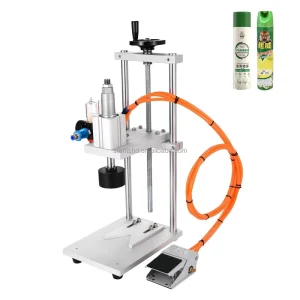 70mm Benchtop Single Head Pneumatic Jar and Whiskey Bottle T-Cork Pressing Capper, Metal and Plastic Lid Sealing Machine
