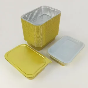 750ml Gold Aluminum Foil Container Heat Resistant Disposable Baking Tray Rectangular Foil Box for BBQ Roasting Food Packaging