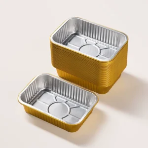 750ml Heavy Duty Aluminum Foil Pans with Lids Extra Thick Disposable Gold Foil Containers Oven Grill Baking Freezer Food Storage PET