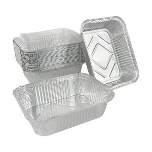 750ml Silver Rectangular Aluminum Foil Tray Heat-Resistant Disposable Container for Baking and BBQ