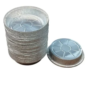 8-inch Round Disposable Aluminum Foil Tray Oven-Safe Eco-Friendly Food Grade Container for Metal Food Packaging
