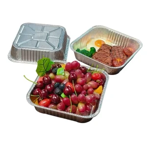 8″x8″ Heavy-Duty Square Aluminum Foil Containers Plastic Lids Oven-Safe Disposable Takeaway Trays Eco-Friendly Food Grade