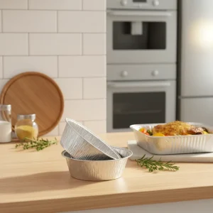 8.1oz Round Disposable Aluminum Foil Food Containers for Cake and Tiramisu, Oval, Custom Logo