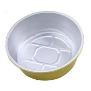825ml 160x53mm Gold Rim Round Aluminum Foil Container Disposable Heavy Duty Deep Cup with Lid for Takeout Dessert Baking Airline