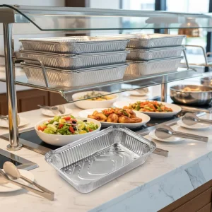 8389 Disposable Heatable Food Grade Aluminum Foil Food Container with Paper Lid