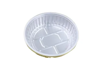 880ml 178x43mm Gold Rim Round Aluminum Foil Container Disposable Heavy Duty Deep Cup with Lid for Takeout Dessert Bakery Airline