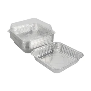 8×8-Inch Disposable Aluminum Foil Baking Tray with Lid for Bakery and Takeaway Food