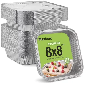 8×8 Rectangle Aluminum Foil Baking Cake Pans with Plastic Lids Food Grade