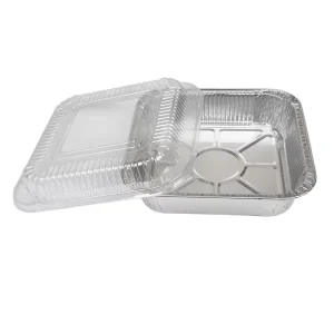 8×8 Square Catering Aluminum Food Pans with Clear PET Plastic Lids Food Grade
