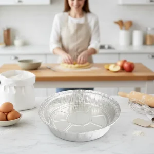 9-Inch Disposable Aluminum Foil Food Container with Clear Plastic Lid