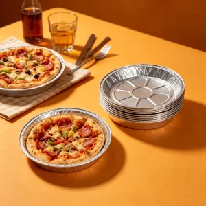 9-inch Shallow Pie Disposable Silver Aluminum Foil Dish with Food-Grade Plastic Lid