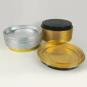 900ml Round Aluminum Foil Pizza Pan Disposable Shallow Tray Heat Resistant Oven Safe Food Container for Takeout Packaging