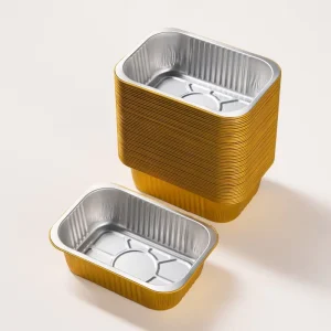 960ml Heavy Duty Disposable Aluminum Foil Square Pulp Moulded Pan Gold Foil Food Grade Plastic Lid Deep Container