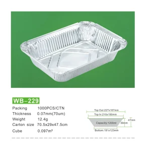 Aluminum Foil Tray Container for Lunch Food Packaging