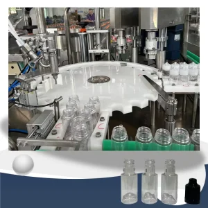 Automatic 15ml-30ml Bottle Filling, Plugging and Capping Machine for Solvents, Cleaning Oil, Concentrates and Tinctures