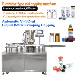 Automatic 8-Head Rotary Vial Capper for Soft Drinks, Beverages, Beer, Ring Pull and Crown Caps