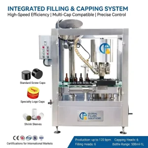 Automatic Glass Bottle Aluminum Cap Twist-Off ROPP Capping Machine for Wine, Juice, and Oil Bottles